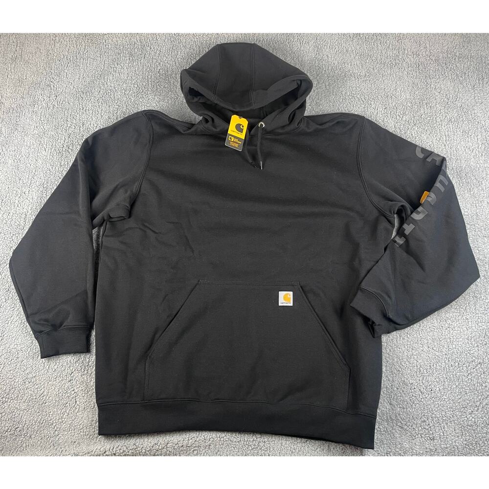 Carhartt Men's 2XL Tall Black Rain Defender Loose Fit Midweight Logo Sweatshirt